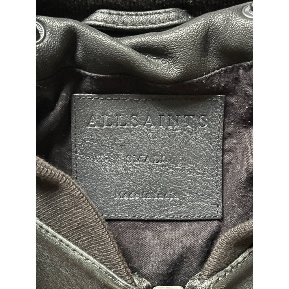 All Saints Kino Oversized Leather Bomber Jacket Black Mens Size Small MSRP $599 - Picture 4 of 13